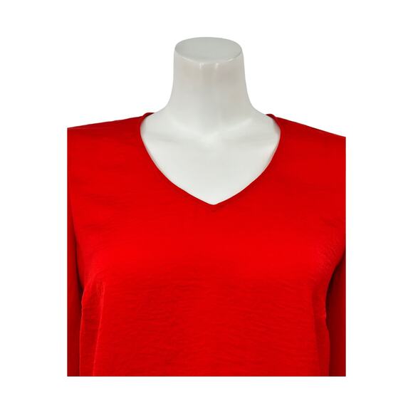 Cabi‎ Top Womens Small Aurora Blouse Vermilion Red Ruched Holiday Festive Office - Picture 2 of 8